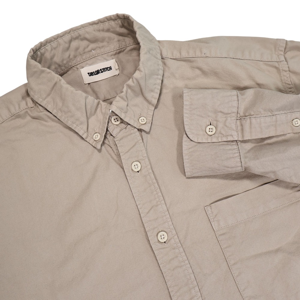 TAYLOR STITCH Men's 44 Tan Organic Cotton Jack Button Down Long Sleeve Shirt